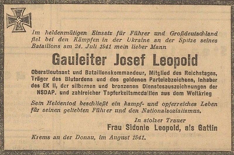 Datei:1941-08-10, Neues Wiener Tagblatt, 1941-08-10, Seite 11 Sidonie Leopold.jpg