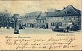 Marktplatz gelaufene Postkarte - der Löwenbrunnen wurde vor 1918 nach Süden verlegt