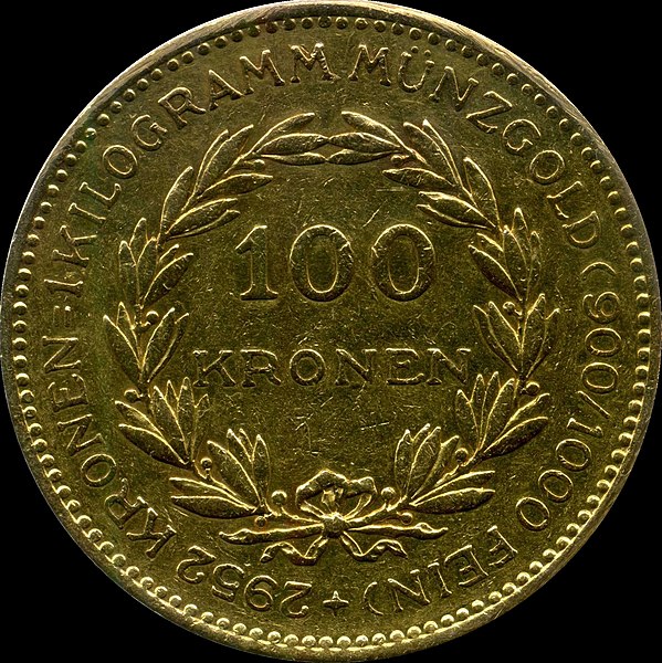 Datei:Gold 100 Kronen 1924 vorne - 1200dpi.jpg