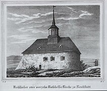 Die Kahlehöhenkirche (Lithographie von 1866) im Osterzgebirge ist abgerissen
