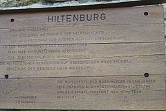 Tafel zur Geschichte der Hiltenburg