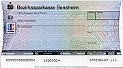 eurocheque (Vorderseite), gedruckt von G&D ab 1968