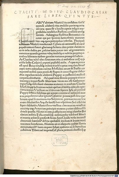 Datei:Tacitus Annales Liber XI - XVI, Editio princeps 1472.jpg