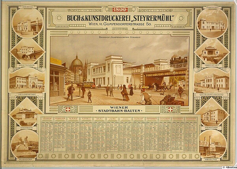 Datei:Kalender der Buch- und Kunstdruckerei Steyrermühl mit Motiven der Wiener Stadtbahn 1899.jpg