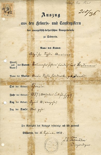 Datei:1857 Geburtsurkunde Kirche.jpg
