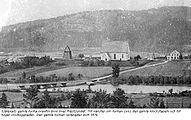 Alte Kirche und Brücke in Själevad zwischen 1851 und 1876.