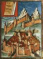 Illustration des Tractus Italiae circa Alpes in der Notitia Dignitatum. Die beiden ganz oben abgebildeten, mit Türmen bewehrten Wälle stellen möglicherweise die Claustra Alpium Iuliarum dar