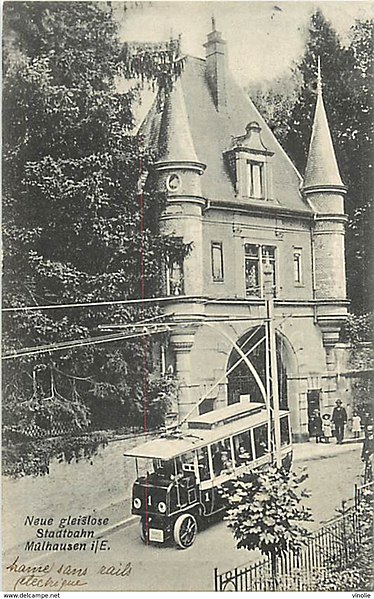 Datei:Gleislose Stadtbahn Mülhausen 1907.jpg