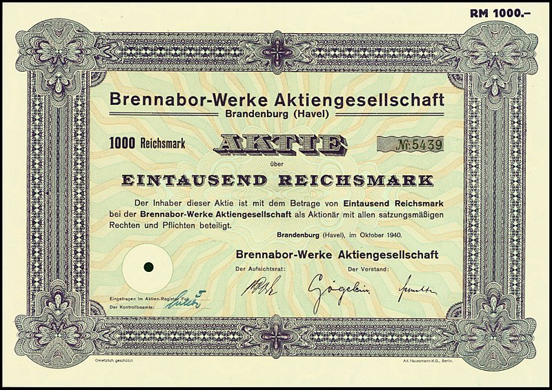 Datei:Brennabor-Werke AG 1940 1000 RM.jpg