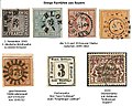 Fünf frühe Briefmarken und eine Portomarke aus dem Königreich Bayern sowie eine Dienstmarke mit Aufdruck „Volksstaat Bayern“ nach Ende der Monarchie