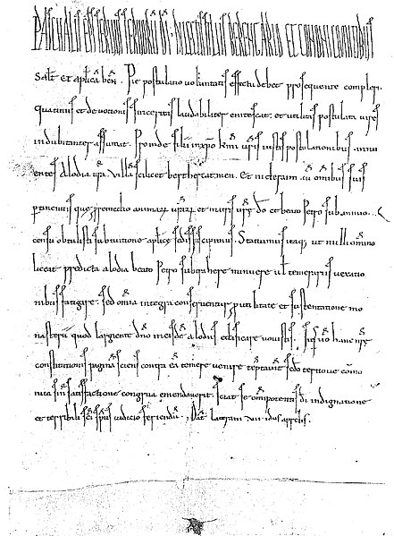 Datei:Privileg von Papst Paschalis II. für Berchtesgaden vom 7. April 1102 (-1105).jpg