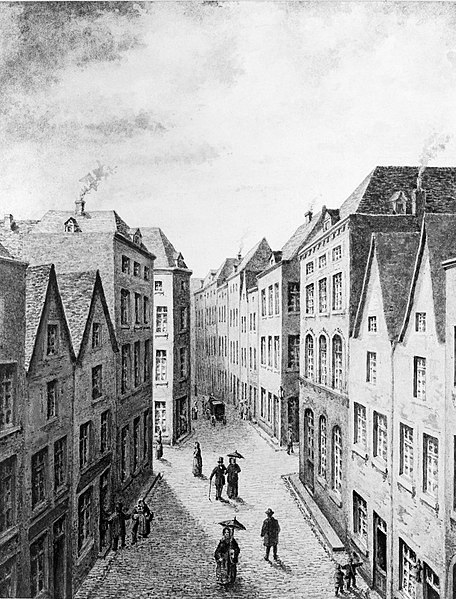 Datei:Köln - Hohe Straße Ecke Brückenstraße RBA Tilmann Watler um 1850.jpg