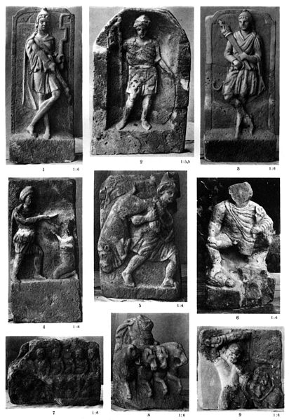Datei:ORL 33 tab 13 pic 01-09 Steindenkmäler Mithraeum sw w.jpg