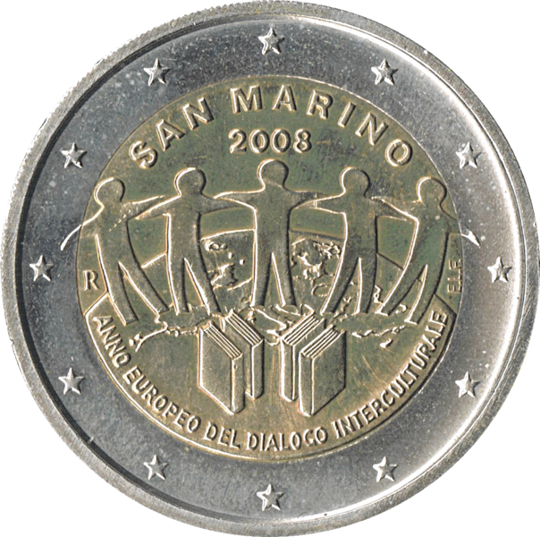 Datei:€2 commemorative coin San Marino 2008.png