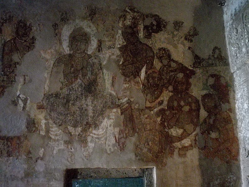 Datei:Ajanta, Höhle 21, Malerei über Zelleneingang.jpg