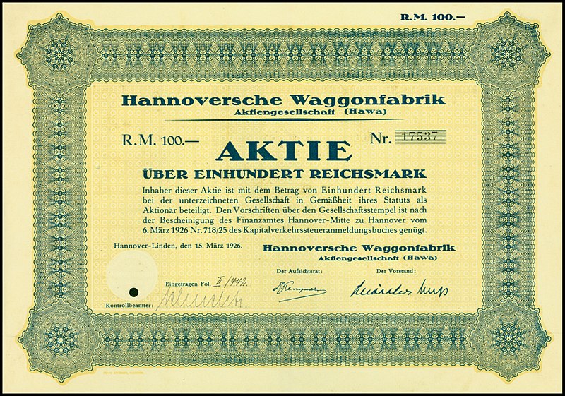 Datei:Hannoversche Waggonfabrik AG 1926 100 RM.jpg