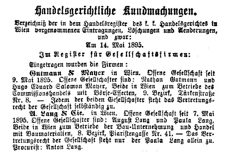 Datei:Paula Langs Firma A. Lang & Cie (Die Presse, 18. Mai 1895).jpg