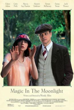Cartell del film de Woody Allen Magic in the Moonlight, mostrant els actors Colin Firth i Emma Stone