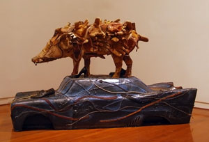 File:'Fury', found leather on wood sculpture by --Ken Little--, 1983, --The Contemporary Museum, Honolulu--.jpg