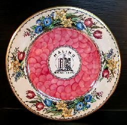 Reproduction plate - souvenir of an exhibition of Maling ware and history, 1998. Made by Blakeney Pottery, as Maling were no longer in business.