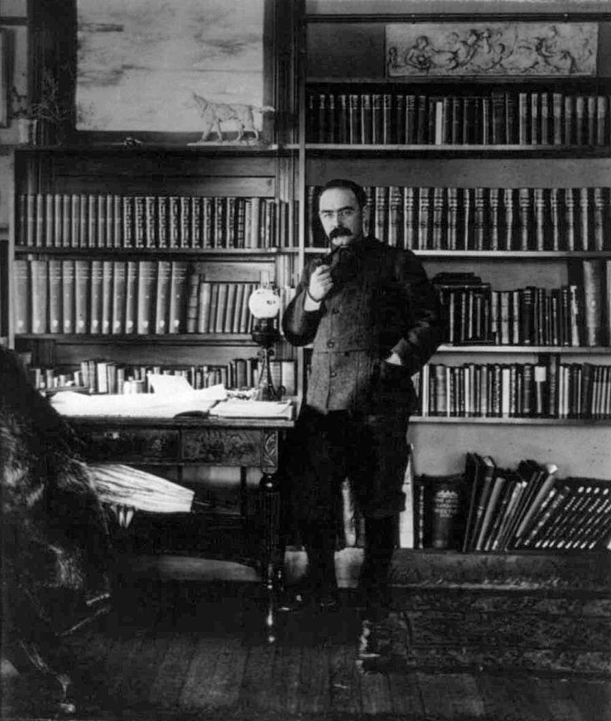 Rudyard Kipling in his study, about this year