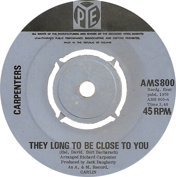 File:They Long to be Close to You by Carpenters Irish single.png