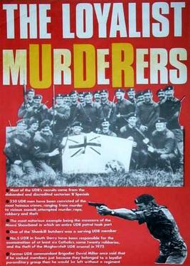 Anti-UDR poster highlighting the British Army's links to British terror gangs in Ireland