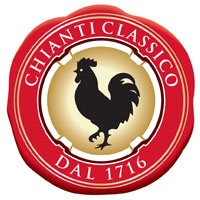 The gallo nero seal of the Consorzio Chianti C...