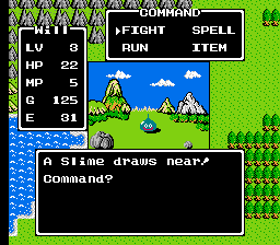 Battling a Slime in Dragon Warrior for the NES