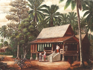 File:Mohammed Salehuddin, Malay House, Malacca, c. 1960, Oil on canvas, 61 x 81.3 cm.jpeg