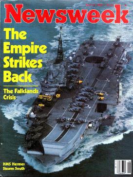 Newsweek magazine cover, 19 April 1982. HMS He...