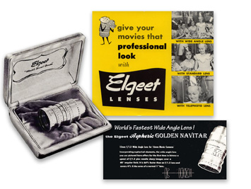 The Elgeet Golden Navitar 16mm Aspheric Wide Angle Lens shot and Advertisement from the 1950's.