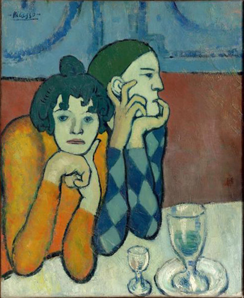 File:Pablo Picasso, 1901, Harlequin and his Companion (Les deux saltimbanques), oil on canvas, 73 x 60 cm, Pushkin Museum, Moscow.jpg
