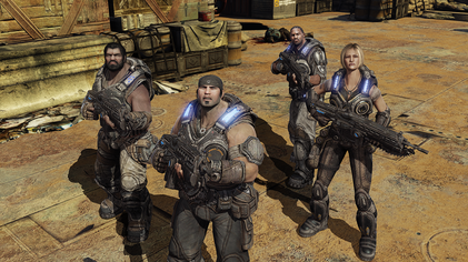 File:Gears of War 3 campaign screenshot featuring Marcus Fenix and Delta Squad.png