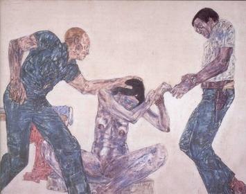 File:'Interrogation III', acrylic on linen painting by Leon Golub, 1981.jpg