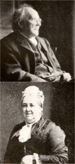 images of an elderly man in Victorian costume, seen in right profile, and of an elderly woman also in Victorian clothing, smiling towards the camera