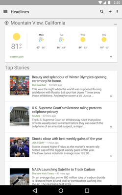 Google News and Weather on Android Ice Cream Sandwich