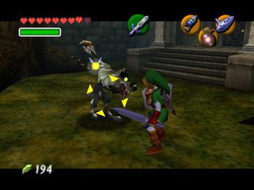 The adult version of Link, armed with a sword and shield and wearing a green