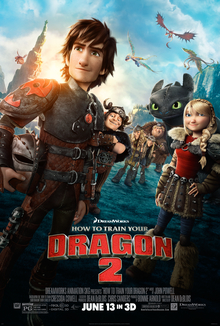 Темноволосый мальчик, держащий шлем рядом, его друзья и черный дракон позади него: Драконы летают над головой.