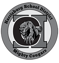 Harrisburg School District logo with Cougar mascot