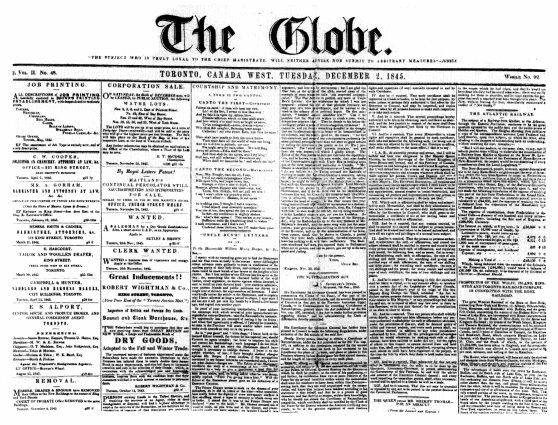 File:Toronto Globe 2 December, 1845.jpg