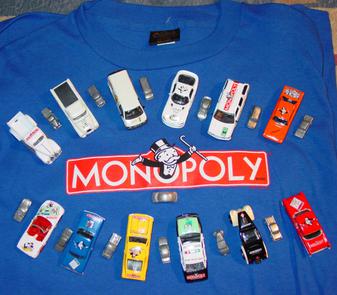 File:Monopoly logo T-shirt and model cars.jpg