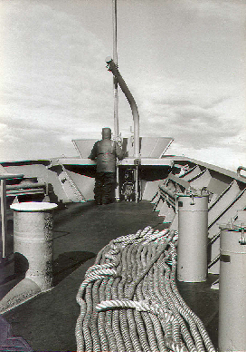 File:Crewmember doing iceberg lookout on the USNS Southern Cross (Ross Sea, Antarctica, 1981).jpg