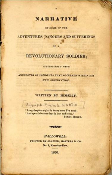 File:Narrative of Some of the Adventures, Dangers and Sufferings of a Revolutionary Soldier By Joseph Plumb Martin, Hallowell, Maine, 1830 Title Page Of Book.jpg