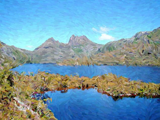 File:Cradle Mountain Behind Dove Lake painted.jpg