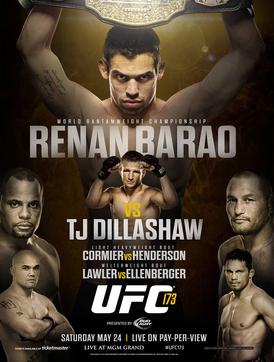 A poster or logo for UFC 173: Barão vs. Dillashaw.