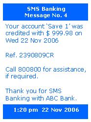 Screenshot of a typical SMS Banking message on...