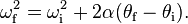 \omega_{\mathrm{f}}^2 = \omega_{\mathrm{i}}^2 + 2 \alpha (\theta_{\mathrm{f}} - \theta_{\mathrm{i}}).