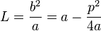 
L = \frac{b^{2}}{a} = a - \frac{p^{2}}{4a}
