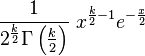 \frac{1}{2^{\frac{k}{2}}\Gamma\left(\frac{k}{2}\right)}\; x^{\frac{k}{2}-1} e^{-\frac{x}{2}}\,